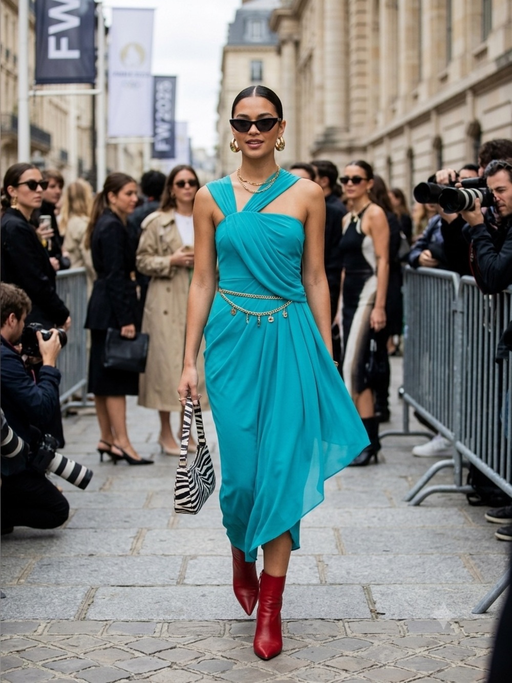 3.1 Phillip Lim Runway Aqua Blue Silk Grecian Asymmetric Gown - US 4 / Small